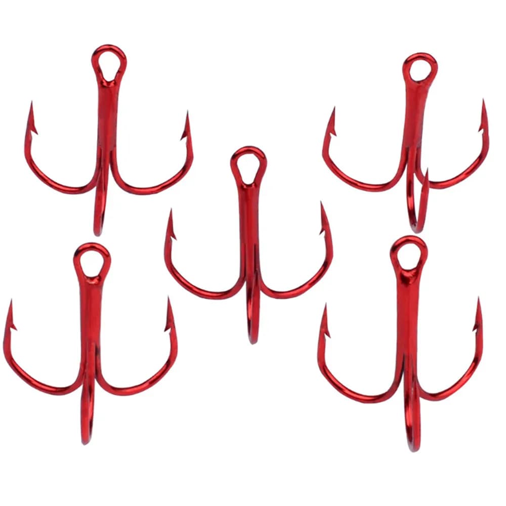 Hameçons triples ancre rouge 20 pièces - Acier carbone pour pêche sportive mer et rivière