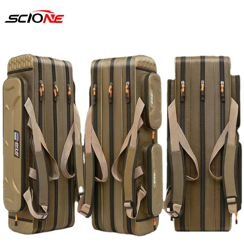 Sac multifonction canne à pêche 2/3/4 couches 80-130cm - Étui rangement matériel pêche robuste