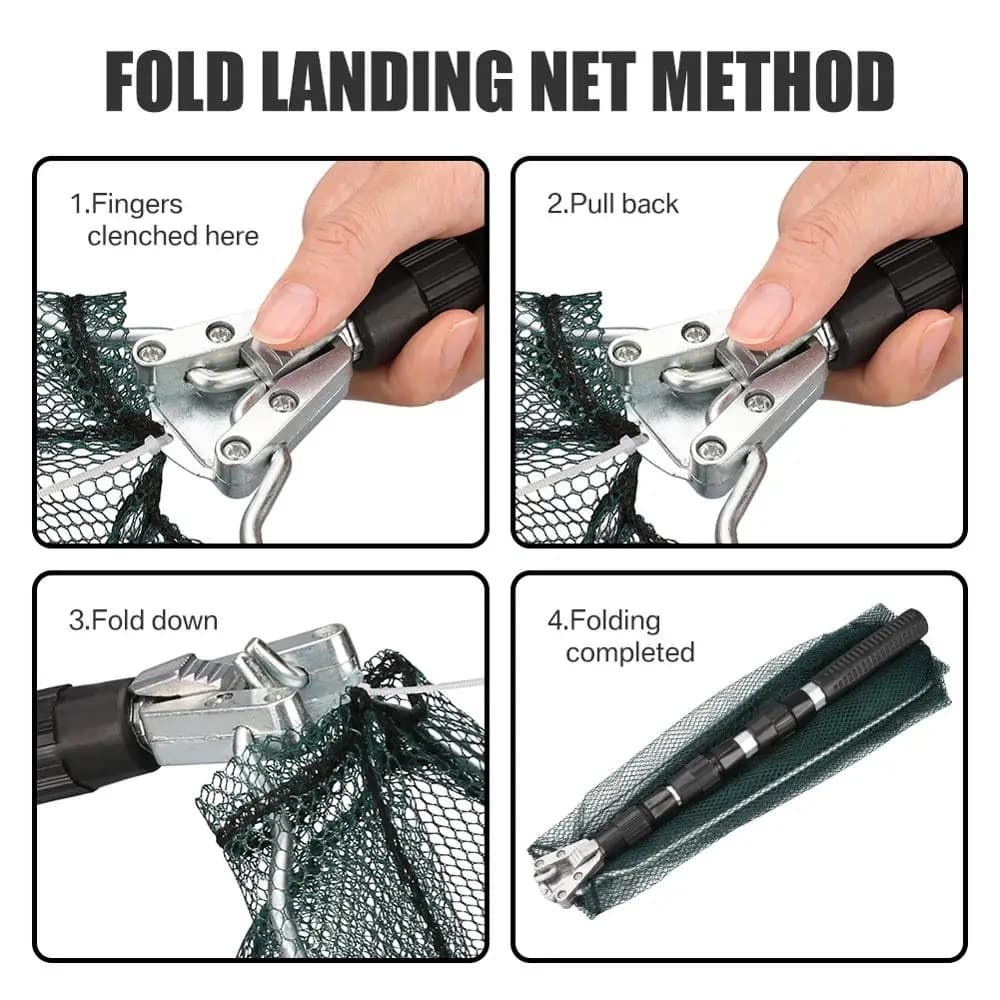 Filet de pêche télescopique aluminium 130 cm pour carpe, pliable et réglable, idéal pour la capture