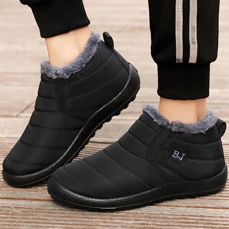Bottes hiver légères femme grande taille - Bottines noires couple imperméables