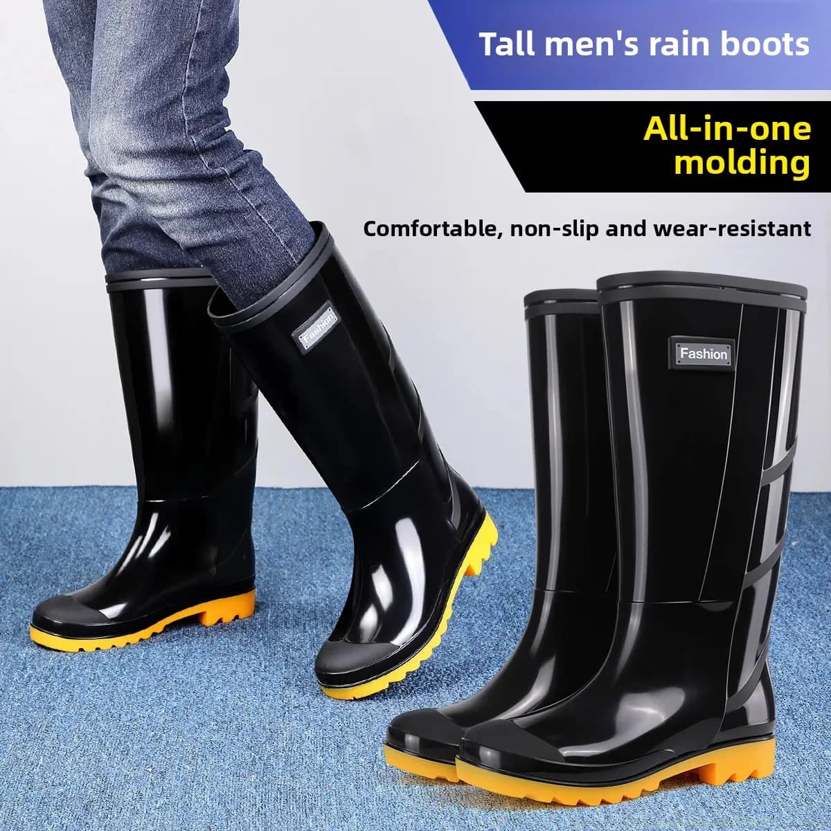 Bottes de sécurité homme tube haut grises imperméables chantier protection camouflage camping chaussures eau