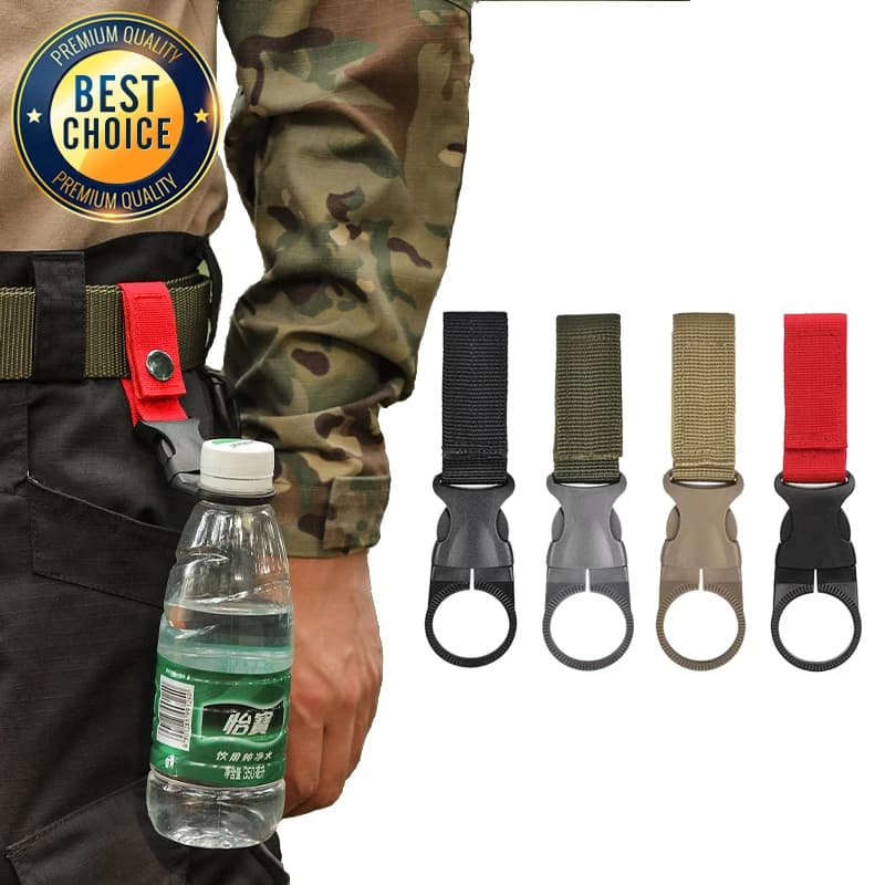 Porte-bouteille clipable nylon avec mousqueton pour ceinture sac à dos équipement pêche et randonnée