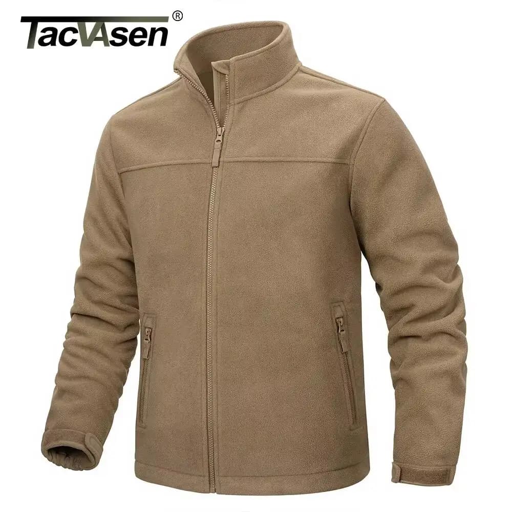 Veste travail hiver TACVASEN polaire homme zip complet - Veste randonnée outdoor coupe-vent poches zippées
