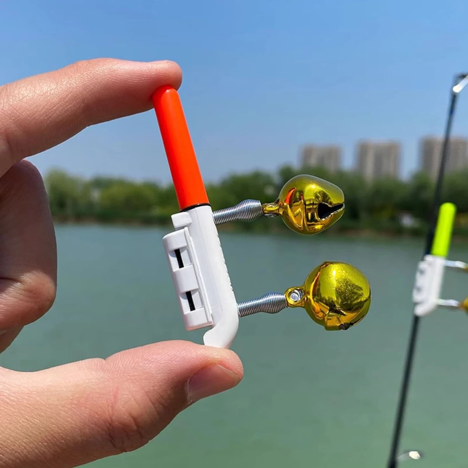 Alarme de touche pêche avec double clochette et clip - Détecteur LED sans pile pour pêche nocturne