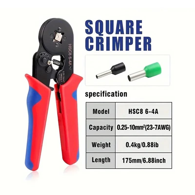 Kit pince à sertir HSC8 pour embouts ferrule 0.25-10mm², outil électricien pêche professionnel