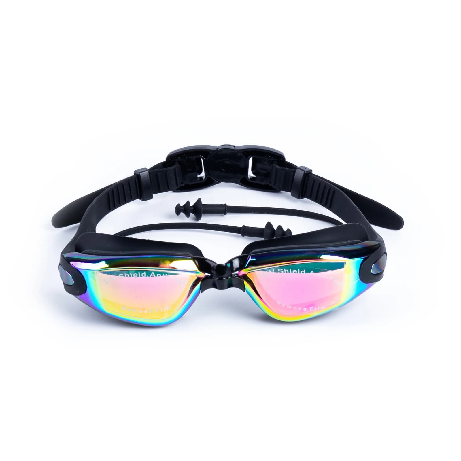 Lunettes de natation adultes miroir laser anti-buée avec bouchons d'oreilles étanches