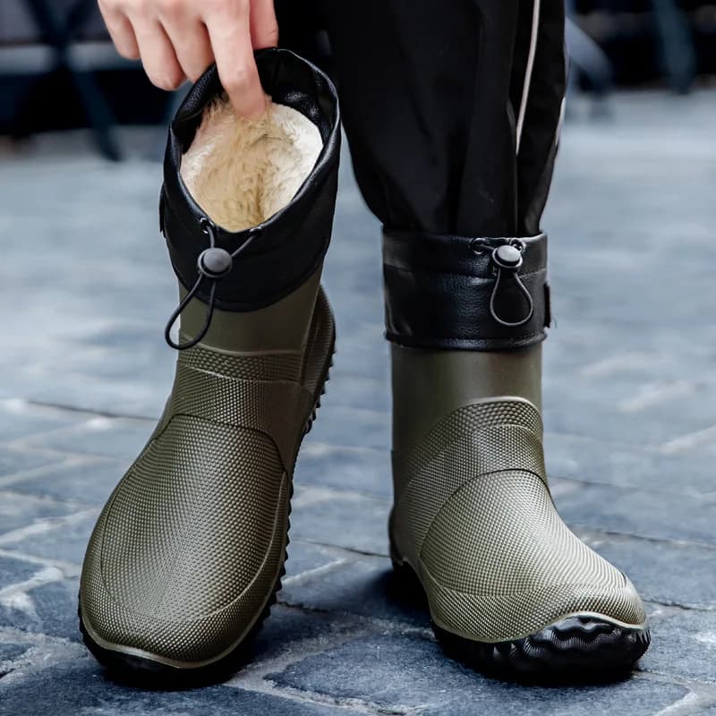 Bottes de pêche unisexe imperméables antidérapantes doublées polaire PVC pour randonnée montagne et activités nautiques