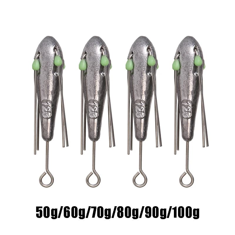 Plombs de pêche luminescents 50g-100g avec perles brillantes pour pêche profonde
