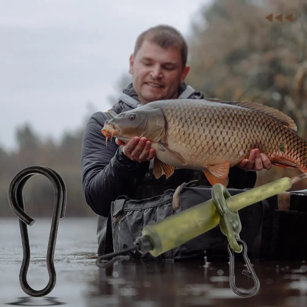 100 agrafes rapides et émerillons pour pêche à la carpe et montages terminaux changement rapide