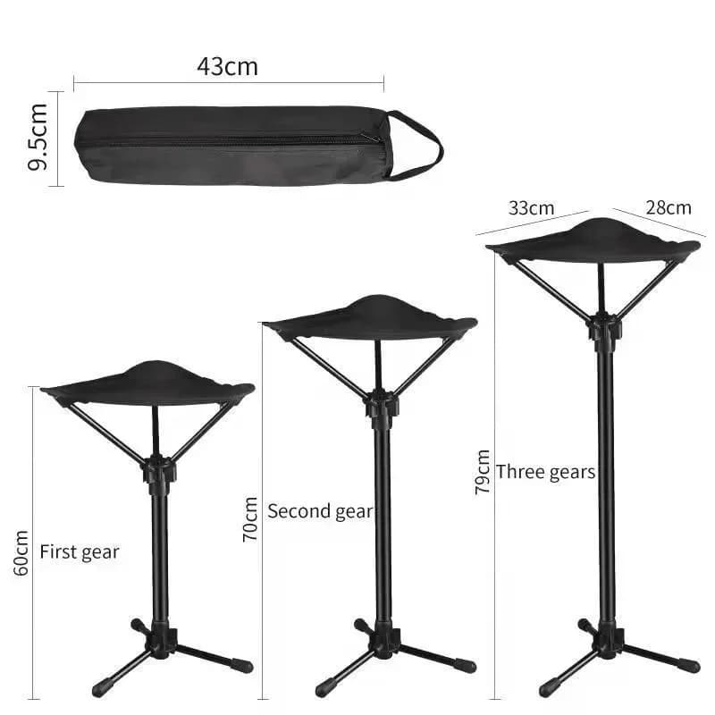 Tabouret télescopique pêche portable mini triangle pour plage et camping léger