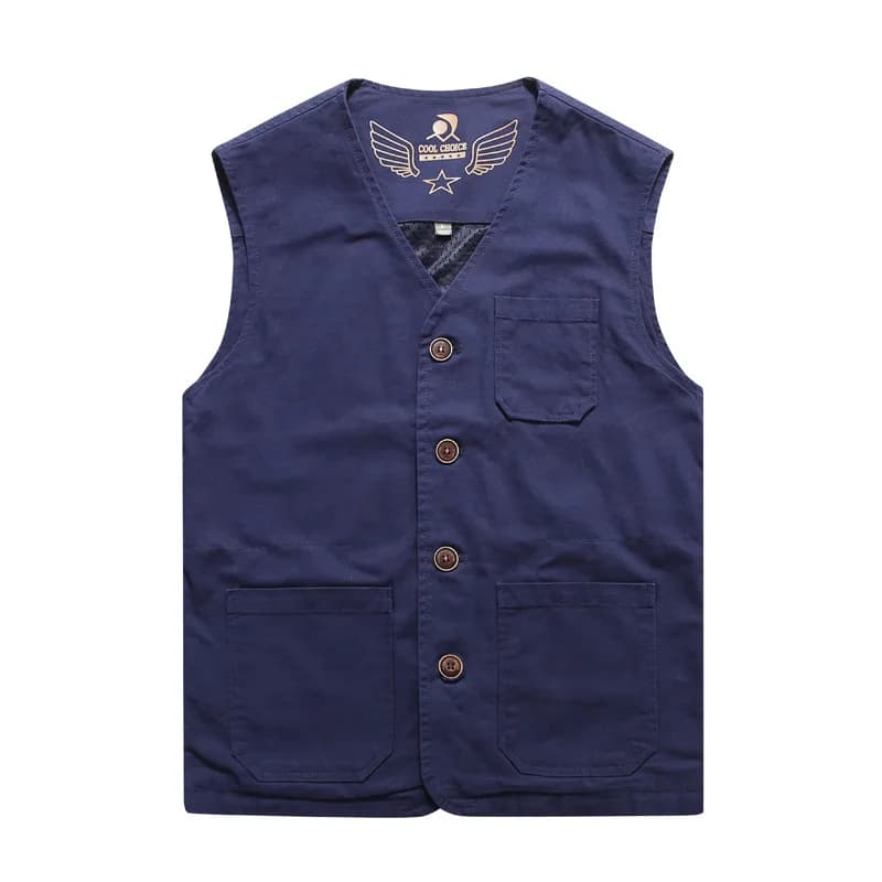 Veste homme sans manches en coton respirant pour la pêche et les activités outdoor