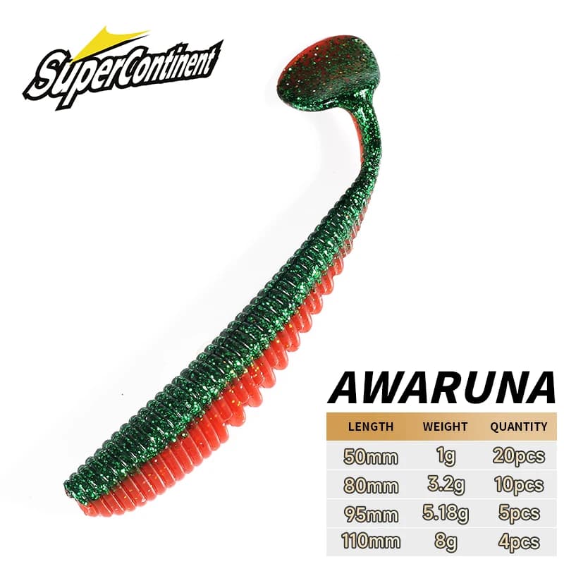 Leurres souples shad carpe Supercontinent 5 à 11 cm, appâts artificiels wobblers pour la pêche des carnassiers