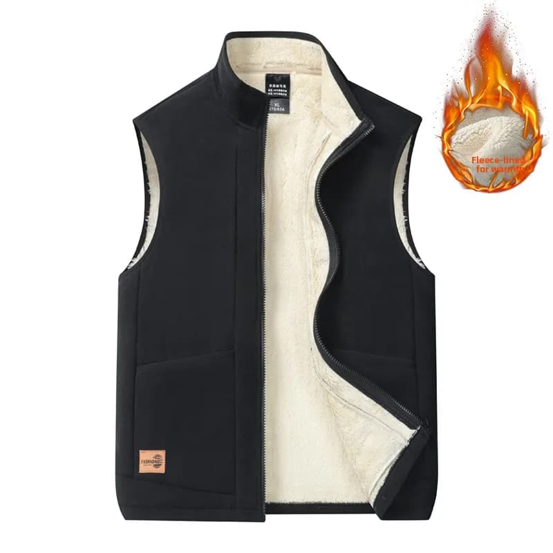 Veste sans manches homme col montant chaude en coton pour l'automne et l'hiver taille grande