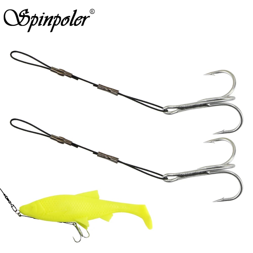 Montage stinger 3 pièces avec hameçon triple pour leurres souples pêche brochet sandre