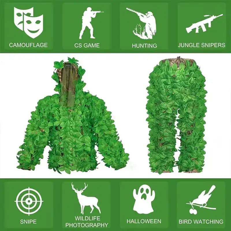 Tenue camouflage bionique Ghillie pour homme femme - vêtements tactiques chasse pêche extérieur