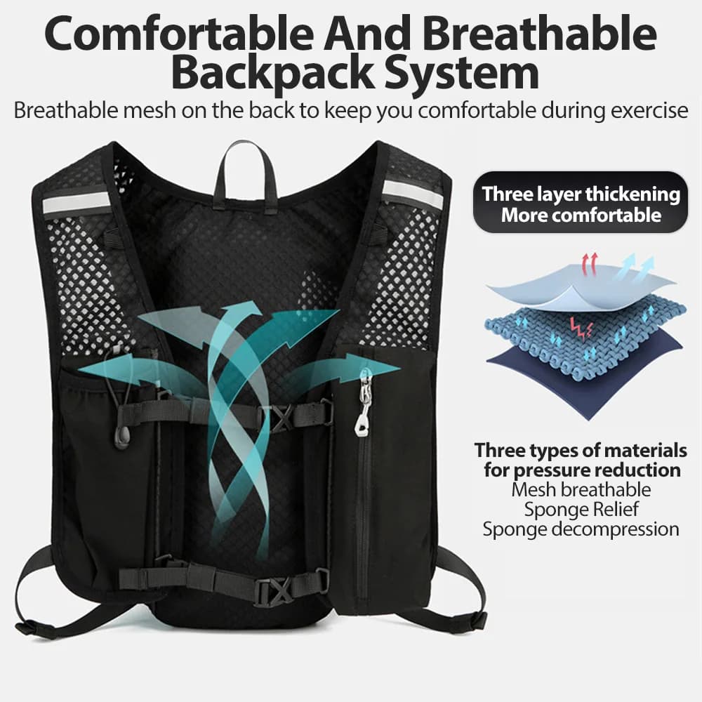 Sac à dos trail running 5L ultra léger avec système d'hydratation pour randonnée pêche active