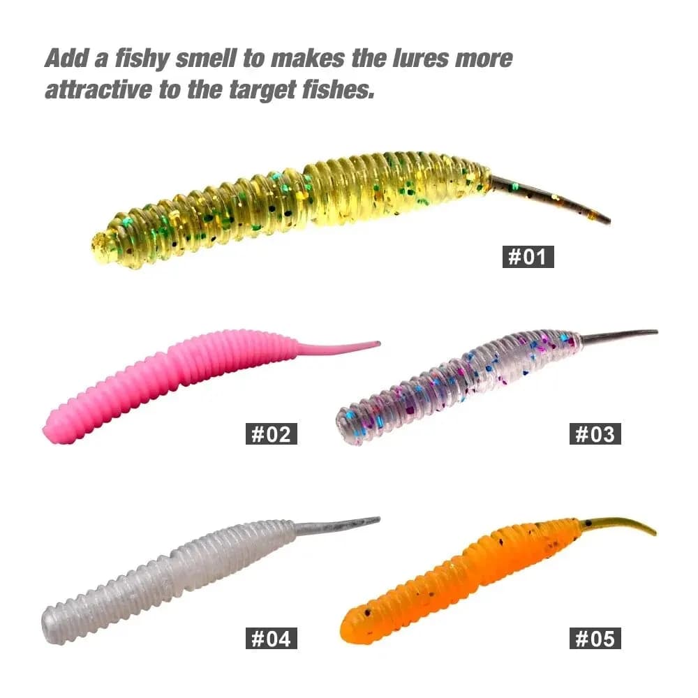 60 leurres souples mini vers crevettes 1.2g pour bar et pêche mer - Appâts senteurs