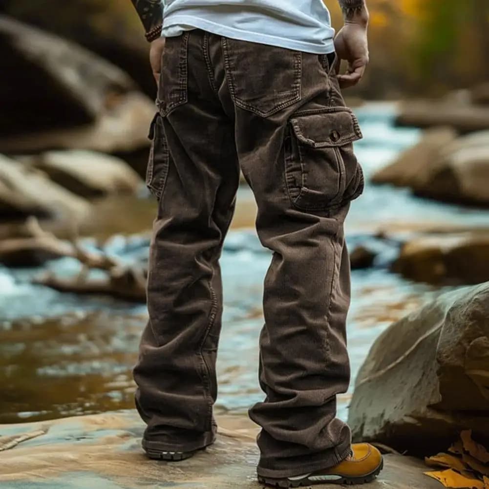 Pantalon velours côtelé pêche rétro pour pêche traditionnelle et pêche au coup classique
