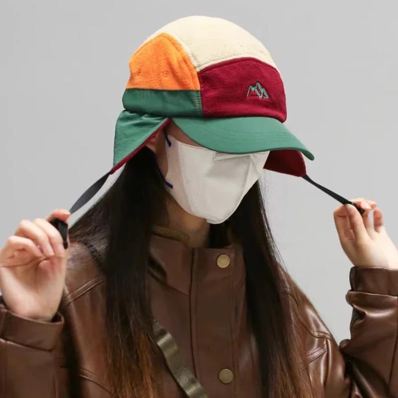 Casquette aviateur velours courte visière protection oreilles hiver pêche outdoor hommes femmes