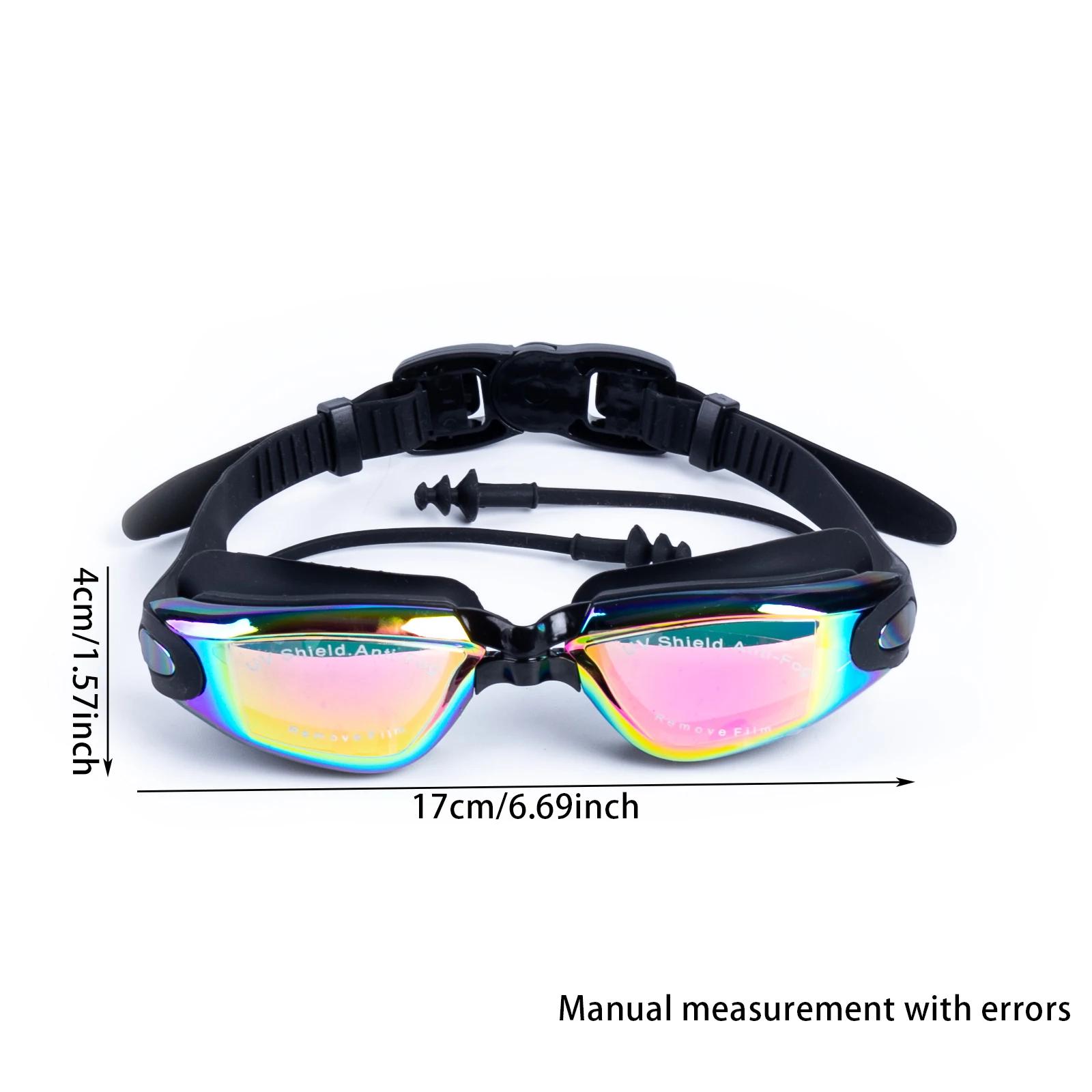 Lunettes de natation adultes miroir laser anti-buée avec bouchons d'oreilles étanches