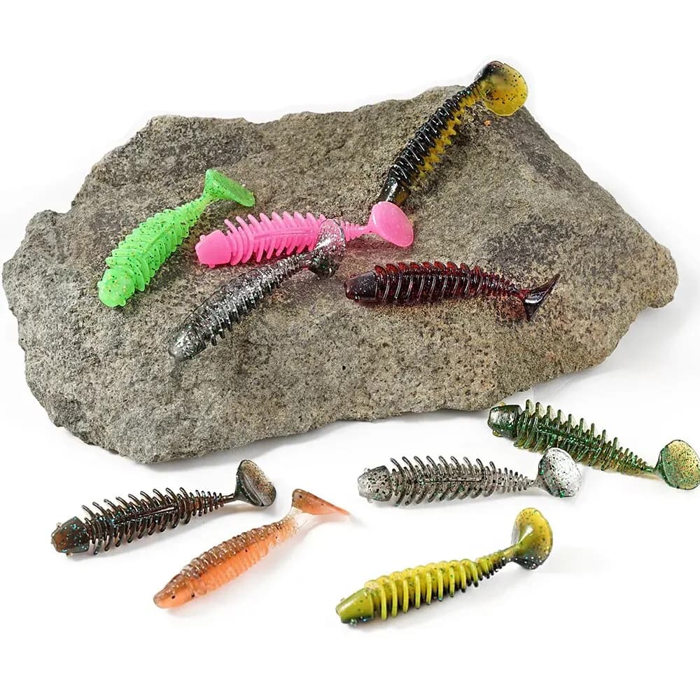 Vers artificiels SUNMILE 4cm pour pêche rock fishing - 20 pièces leurres souples perche truite black bass
