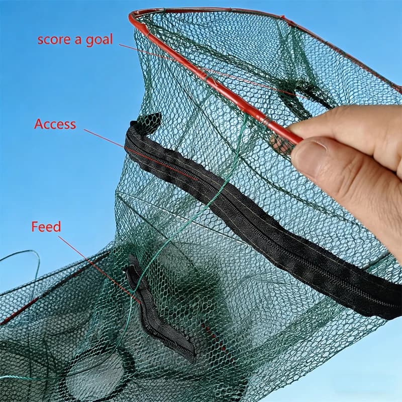 Filet de pêche pliable en nylon - Piège portable pour poissons, crevettes, crabes et anguilles