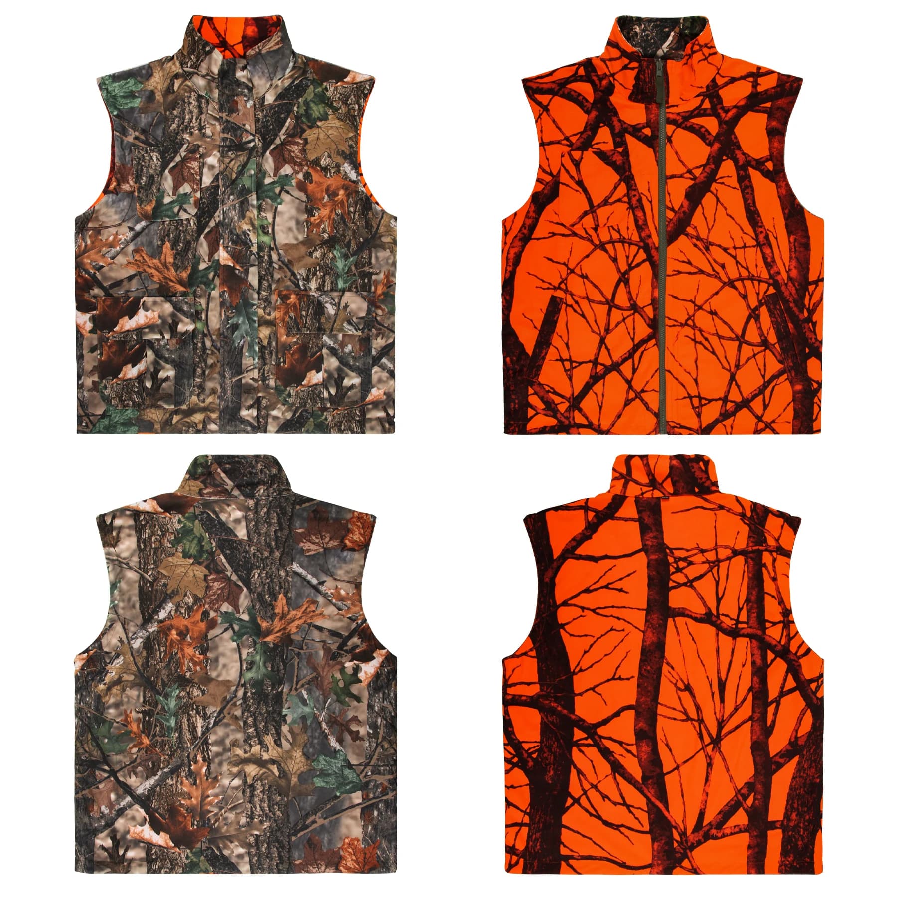 Veste de chasse camouflage orange GUGULUZA - Reversible pour pêche, randonnée et camping outdoor