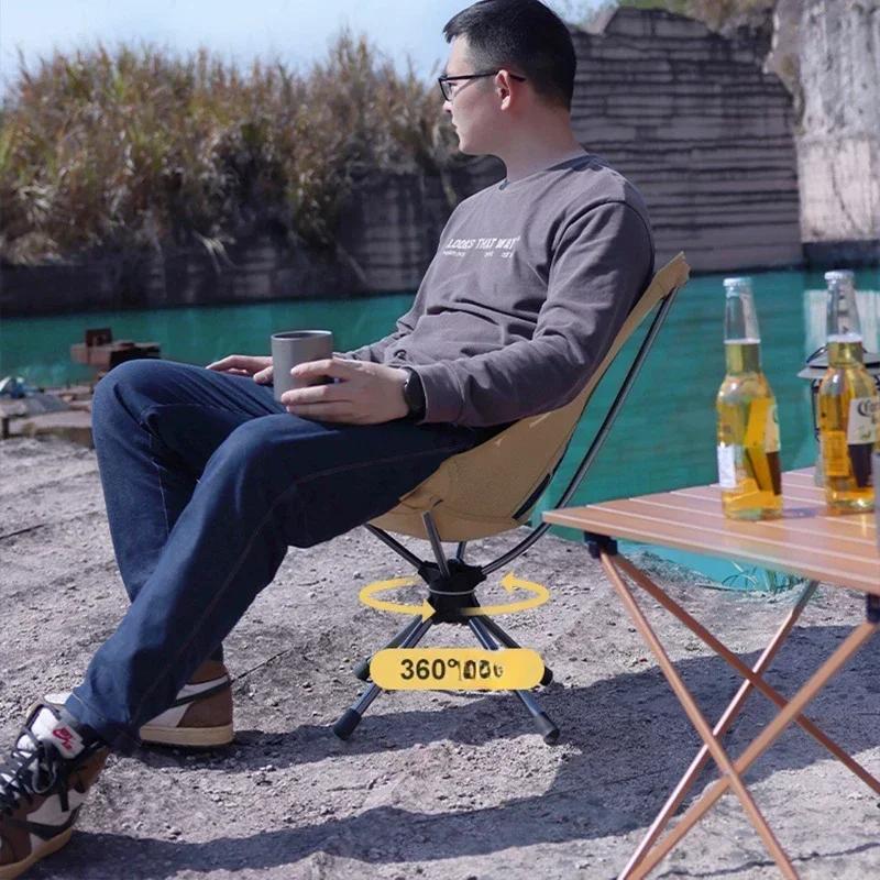 Chaise pliante rotative détachable TINSOL avec sac de pêche intégré pour randonnée légère