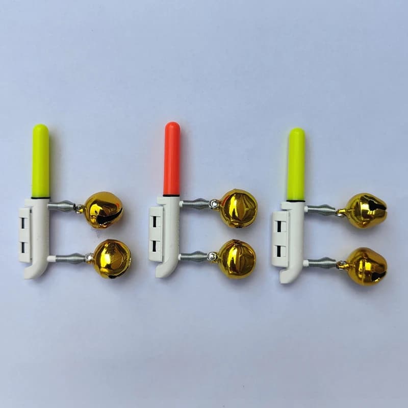 Double clochette avec clip et lampe LED pour canne à pêche - Détection lumineuse sans pile pour pêche de nuit