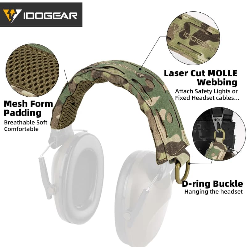 Housse casque audio tactique IDOGEAR avec attache D boucle MOLLE pêche communication