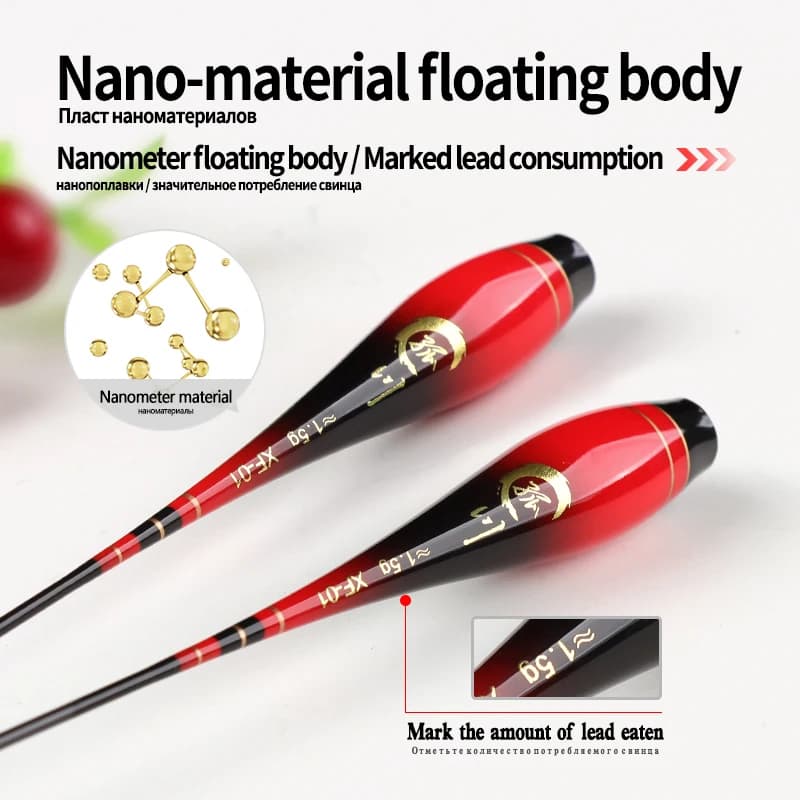 Lot pêche de nuit avec 3 flotteurs lumineux nano, tubes, hameçons et porte-flotteur sans pile CR425
