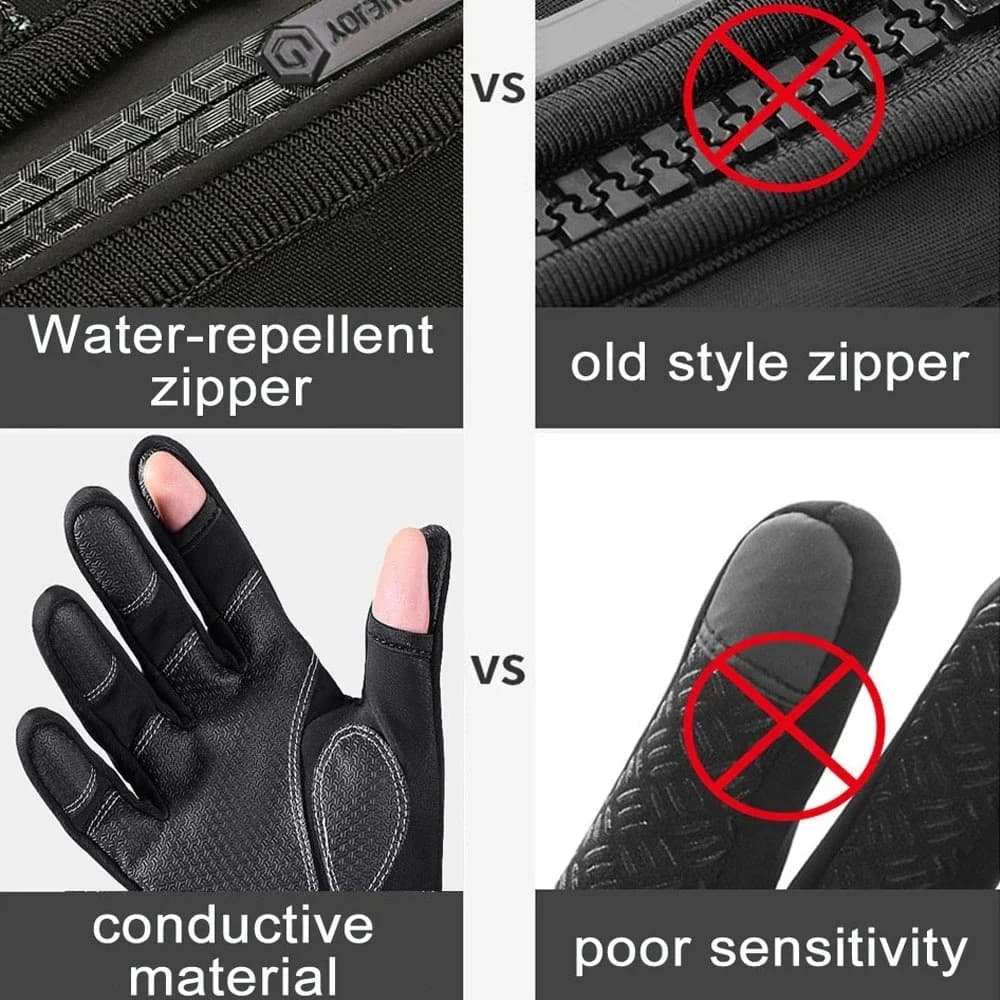 Gants de pêche hiver imperméables 2 doigts avec velours chaud pour hommes et femmes pêcheurs