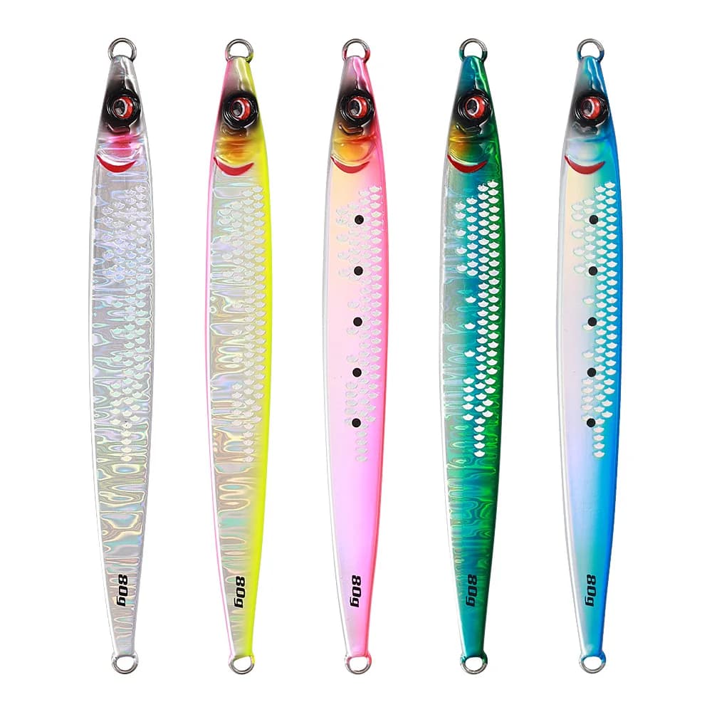 Leurre métal Jigging Pro Sardine UV 40g 60g 80g 100g pour pêche en mer et longues distances