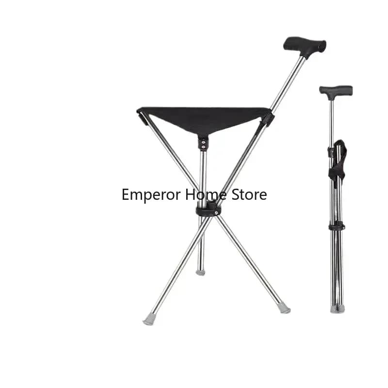 Chaise-béquille pliable senior portable - Siège marche léger pour randonnée montagne et plage