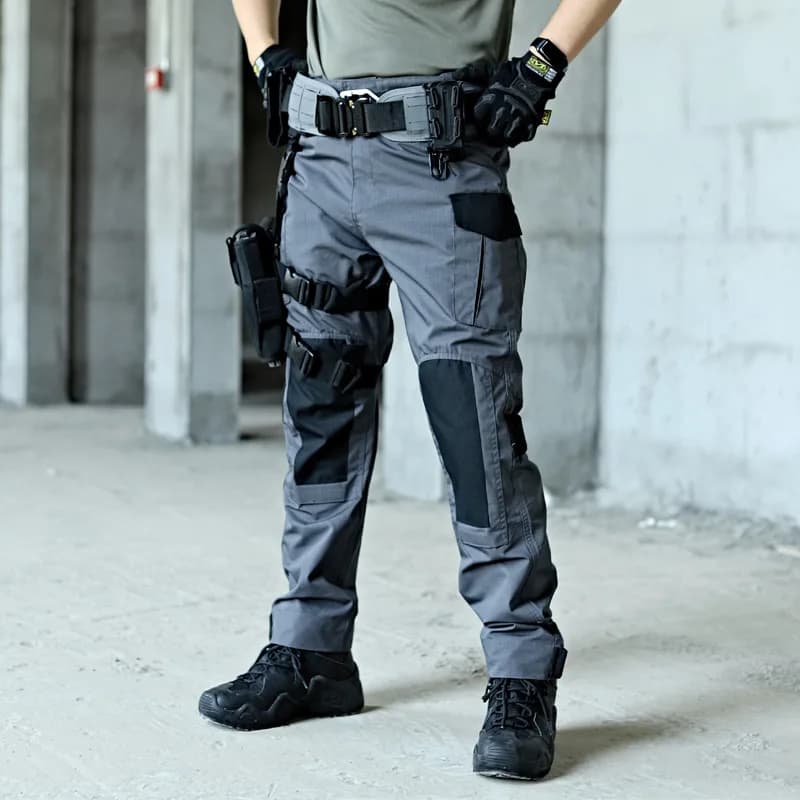 Pantalon cargo tactique résistant homme - Randonnée pêche entraînement multi-poches imperméable T-shirt