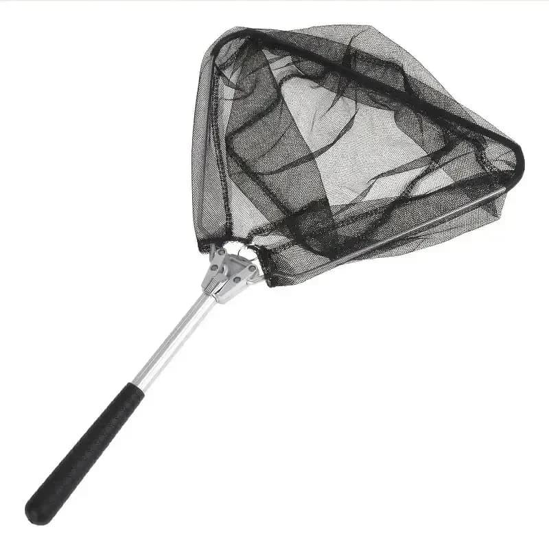 Filet de pêche pliable triangulaire aluminium léger et durable noir outil pratique portable