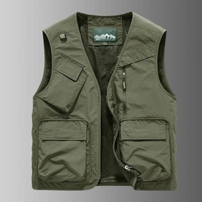 Gilet mode homme 2025 multi-poches fin ample sans manches veste extérieur pêche grande taille décontracté