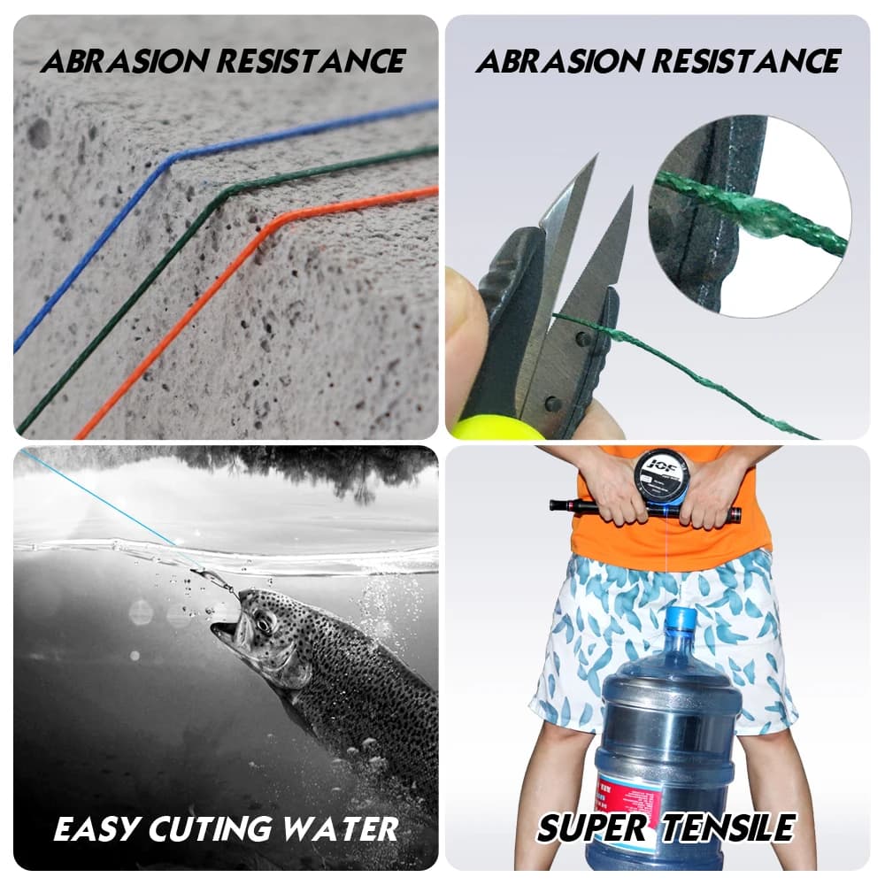 Ligne de pêche JOF multifilament 4 brins 300m pour carpe et pêche sportive, résistance 10-82LB