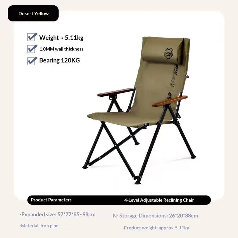 Fauteuil camping réglable 4 positions pêche plage - Chaise longue pliante pique-nique extérieur