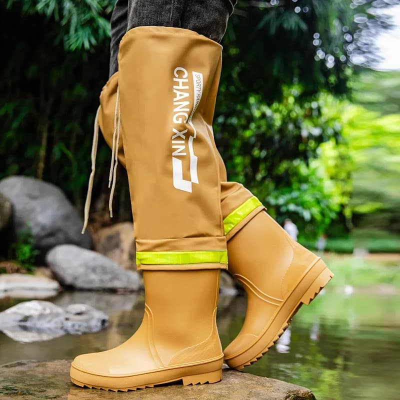 Bottes de pluie homme pêche genou imperméables caoutchouc outdoor bottes longues tube botas lluvia