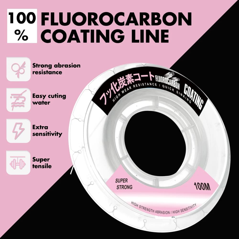 Ligne de pêche fluorocarbone ZUKIBO 100% Japon haute résistance à l'abrasion pour carnassiers et truites