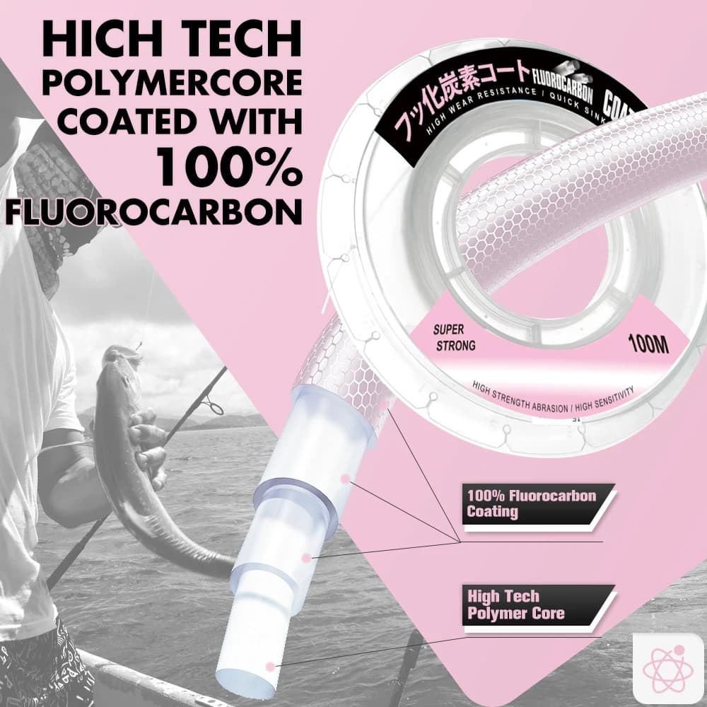 Ligne de pêche fluorocarbone ZUKIBO 100% Japon haute résistance à l'abrasion pour carnassiers et truites