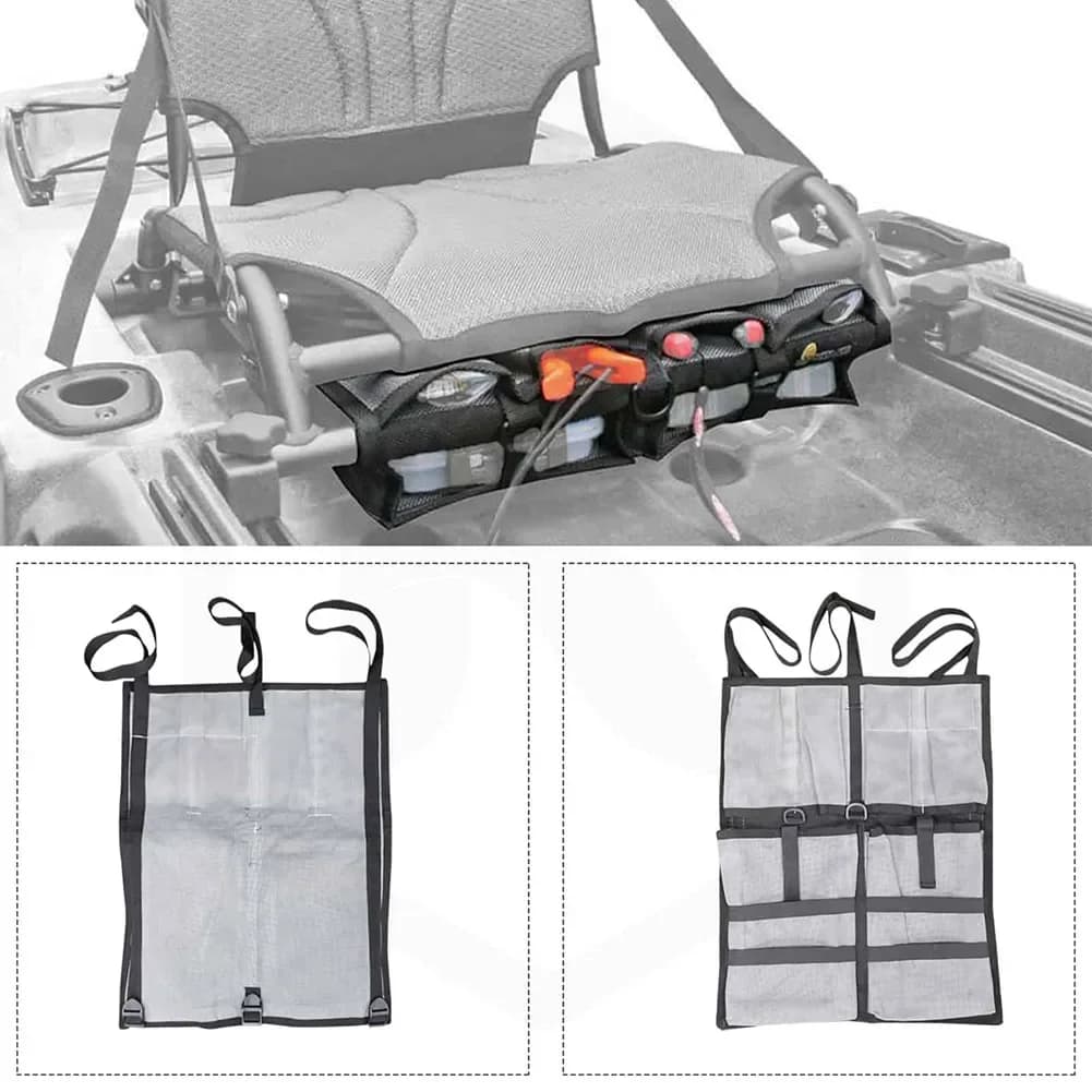 Sac de rangement sous siège pour kayak - Poche organisation en mesh pour outils de pêche