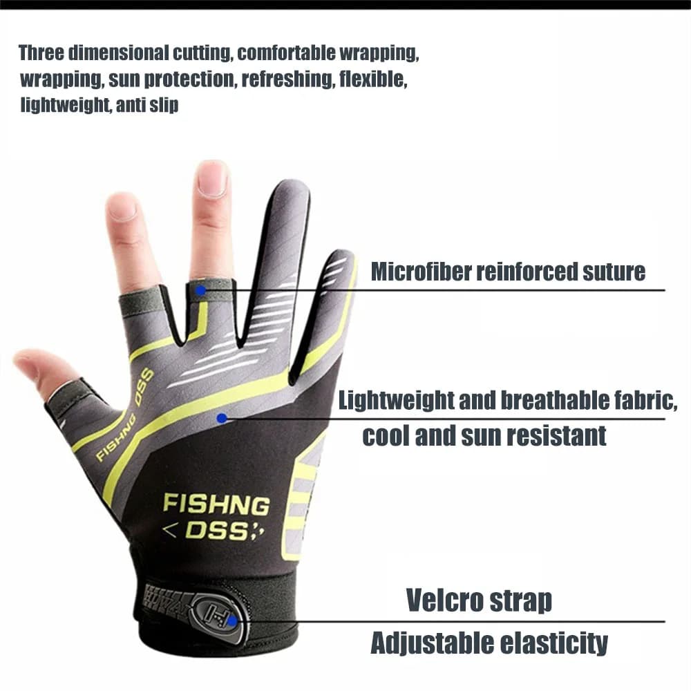 Moufles et gants de pêche doigts libres pour vélo, sports nautiques et activités de plein air extérieures