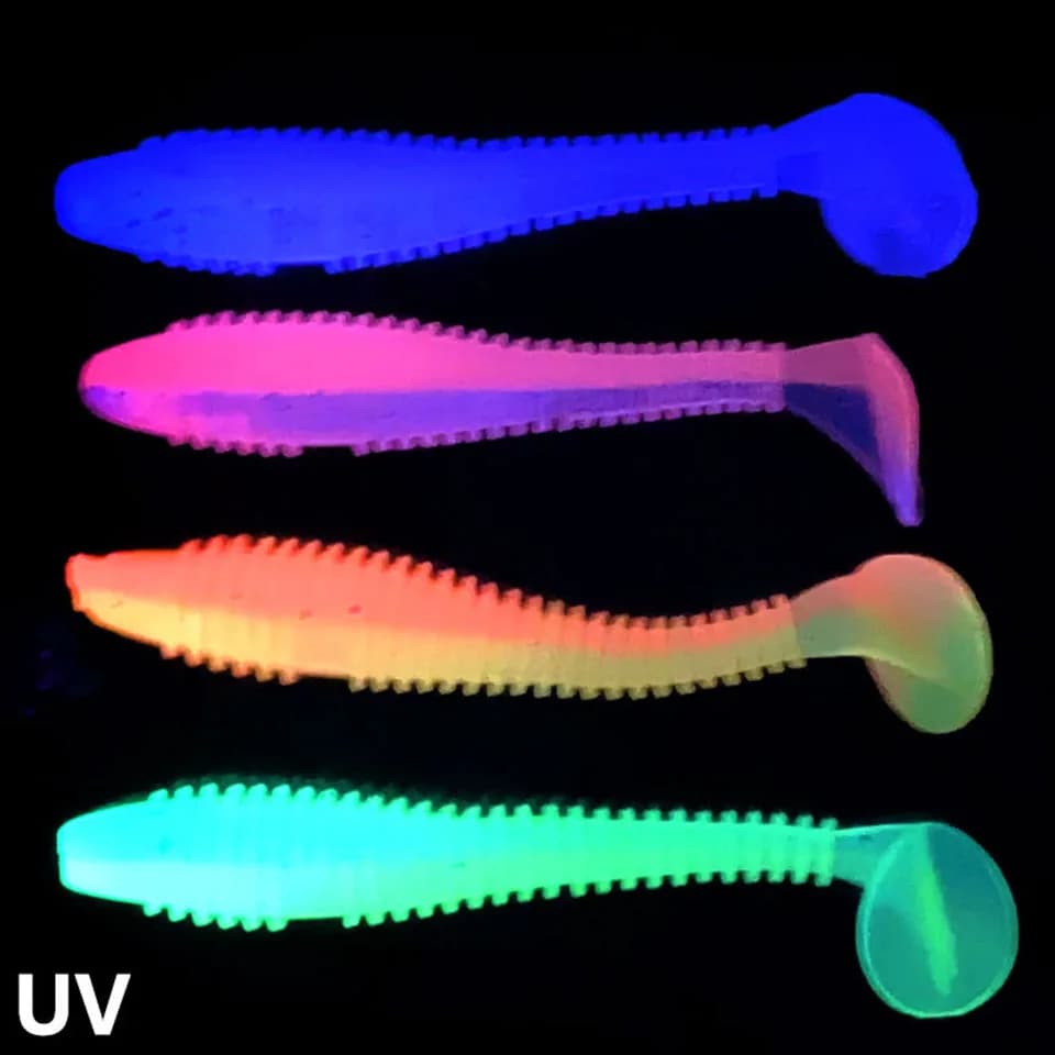 Leurres souples WALK FISH 10Pcs T-tail bicolores pour perche et poisson mandarin - appâts efficaces