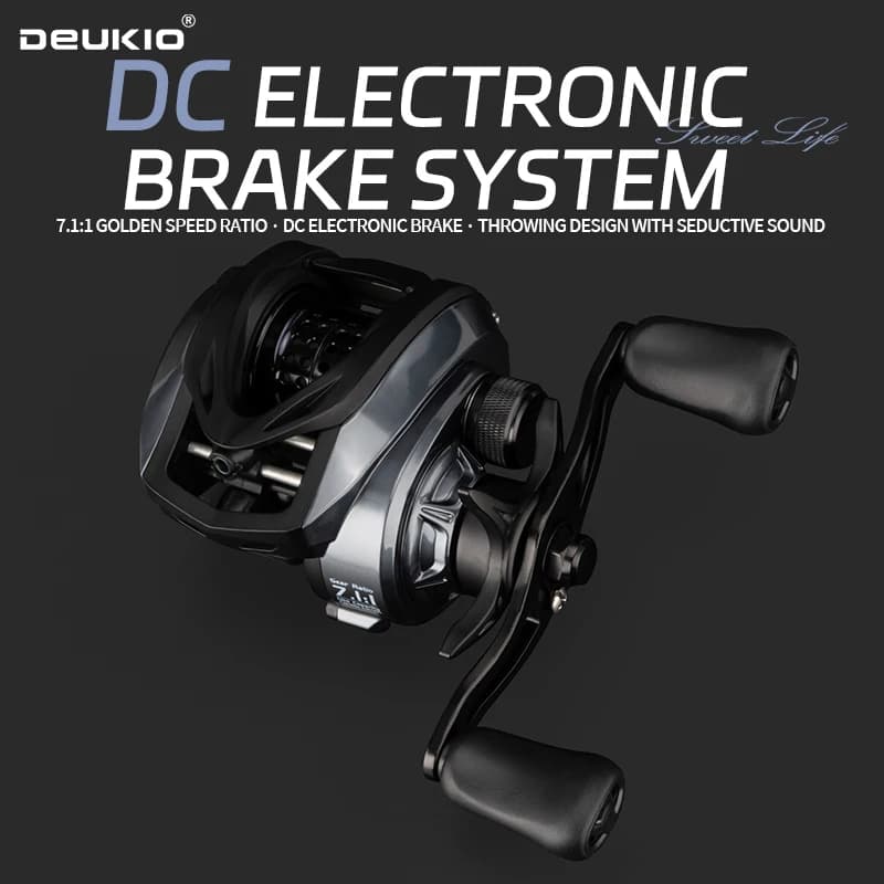 Moulinet baitcasting électrique DEUKIO DC pour carpe - Ratio 7.1:1 avec système électronique