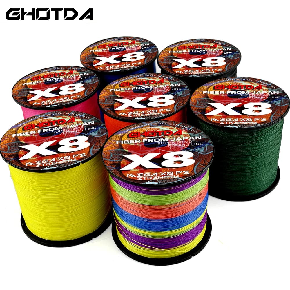 Ligne de pêche japonaise tressée Ghotda Colorful 8 brins 0.14-0.5m pour carpe multifilament