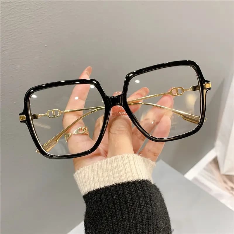 Lunettes carrées surdimensionnées pour pêche - Monture métal rétro bloquant la lumière bleue