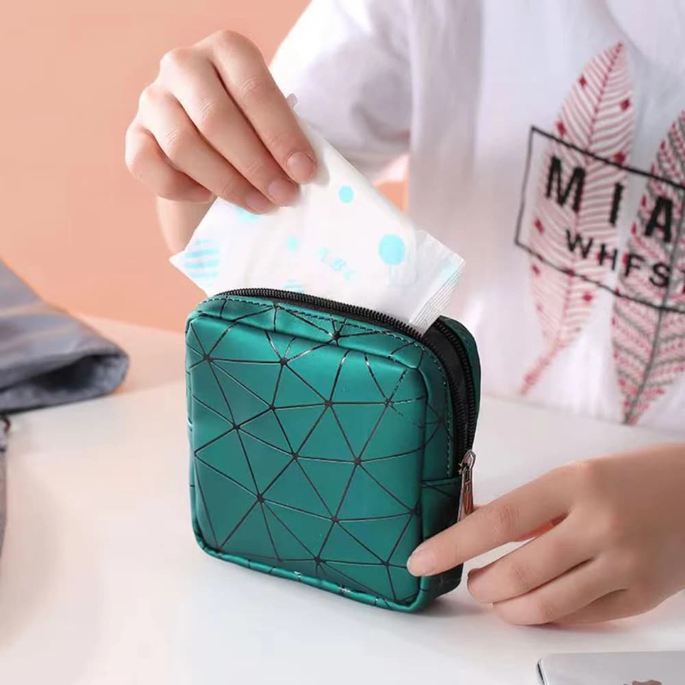 Pochette étanche cuir pour protections hygiéniques femmes adolescentes rangement cosmétiques voyage