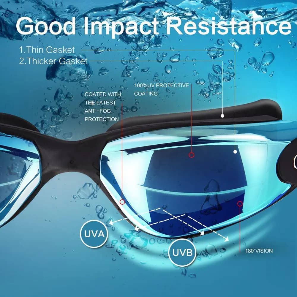 Lunettes de natation JSJM professionnelles anti-buée étanches avec ajustement silicone pour adultes